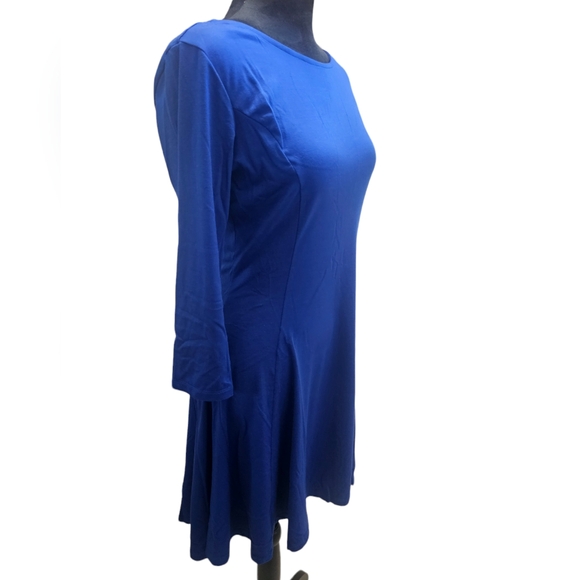 NWT Tam Ware Blue Casual 2/3 Sleeve Skater Fit & Flare Dress Large - Picture 2 of 5